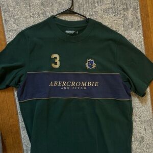 Abercrombie & Fitch Dark Green Tee with Navy Stripe